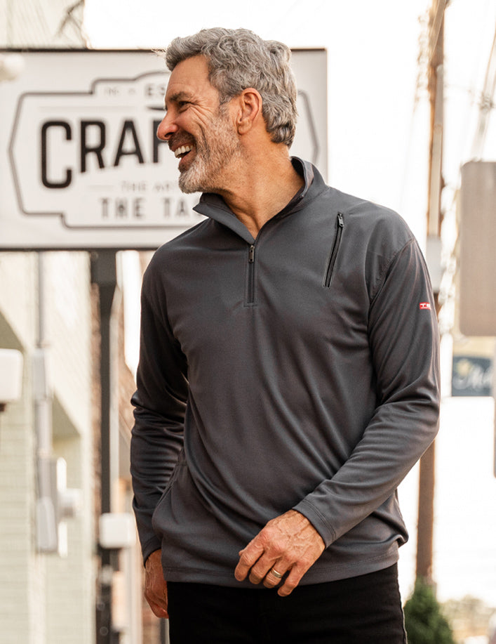 Qzip Men's Zip Pullover Shirt with Hidden Pockets | SCOTTeVEST