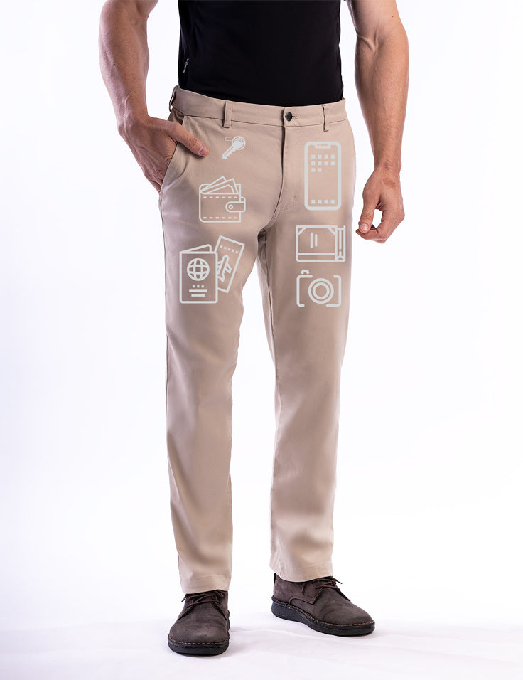 Men's Hidden Cargo Pants, Hidden Pocket Travel Cargo Pant