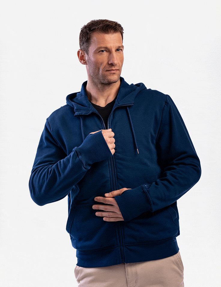 Men s Cotton Zip Hoodie with Hidden Pockets SCOTTeVEST