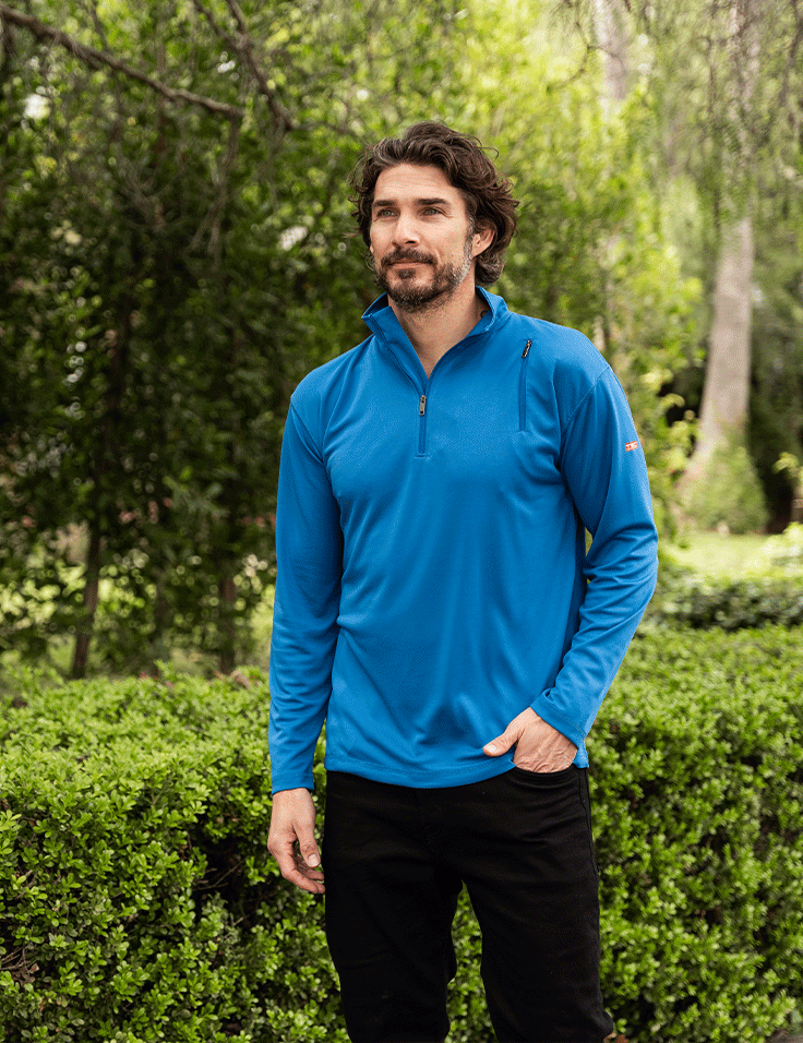 Qzip Men's Zip Pullover Shirt with Hidden Pockets | SCOTTeVEST Qzip Men's Zip Pullover Shirt with Hidden Pockets | SCOTTeVEST